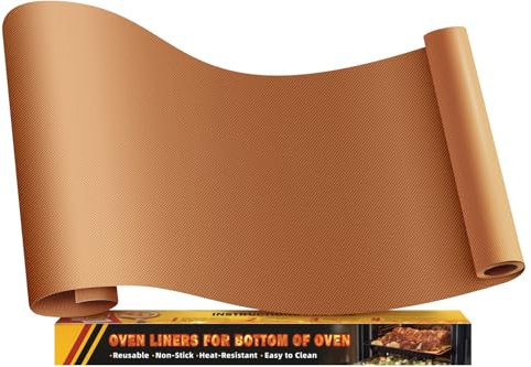 Rivestimento per Forno Antiaderente Teflon, Tappetino per Forno Riutilizzabile, Tappetini Forno di Grandi Dimensioni, Adatto per la Maggior Parte dei Forni (43×190 cm, Colore Rame)