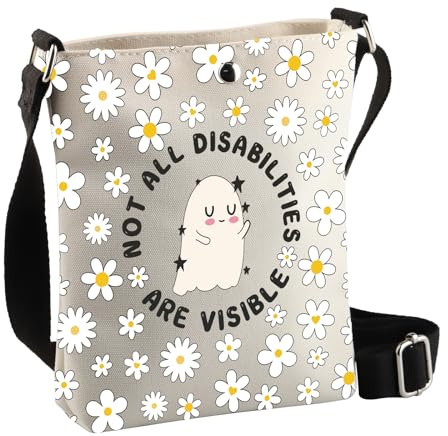 PLITI Invisible disabilities Not All Disabilities Are Visible Sac à bandoulière pour douleur chronique Cadeaux pour les patients, Cbagu non handicapés, 8×7.5×1.8inches