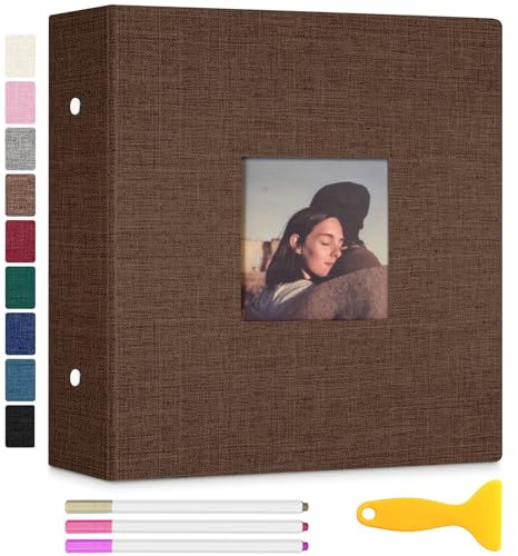 Zesthouse Photo Album Self Adhesive with Picture Display Window, 3-Ring Scrapbook Albums 60 Pages Holds 8x10 5x7 4x6 Photos, DIY Photo Book Ideal Gift for Family Wedding Baby