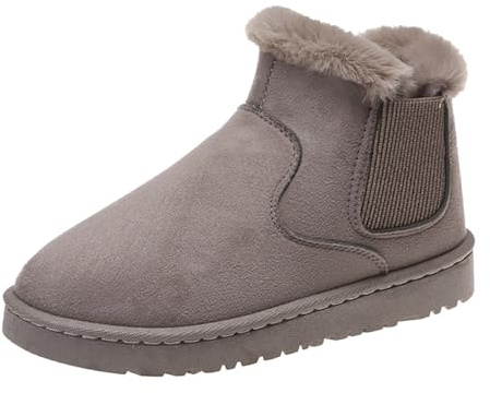 Stivali da neve 2025 con caldi stivali da donna accoglienti, stivali invernali vera lana per il massimo comfort Calore scarpe da donna con zeppa, cachi, 37 EU