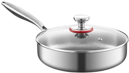 Qiwieod Sartenes Antiadherentes - Para Cocinar Filetes | Sartén Cacerola Antiadherente Con Tapa Y Calentamiento Uniforme Para Cocinar Tortitas Huevos Carne En Casa Camping Y Cocina