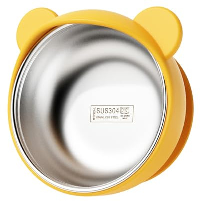 Detachable Inner Cutlery Silicone Suction Bowl Dishware for Toddler Learning to Easy Feeding Tableware Stainless Steel Baby Bowl with Suction