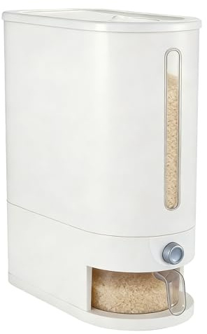 Yuecda Dispensador de arroz grande de 10 kg, dispensador de cereales, contenedor de almacenamiento de alimentos con taza medidora, contenedores de cereales, almacenamiento de cocina, soporte de arroz