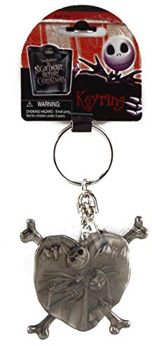 Disney NBC Porte-clés Jack et Sally en forme de cœur en étain Argenté 2,5 cm