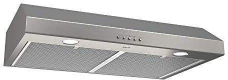 Broan-NuTone BCSQ130SS Three-Speed Glacier Under-Cabinet Range Hood with LED Lights ADA Capable, 1.5 Sones, 375 Max Blower CFM, 30-Inch, Stainless Steel