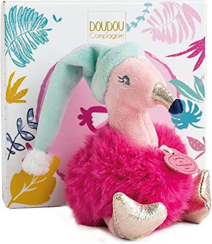 Doudou et Compagnie - Peluche Flamant Rose Avec Bonnet - 15cm - Minizoo - DC3525