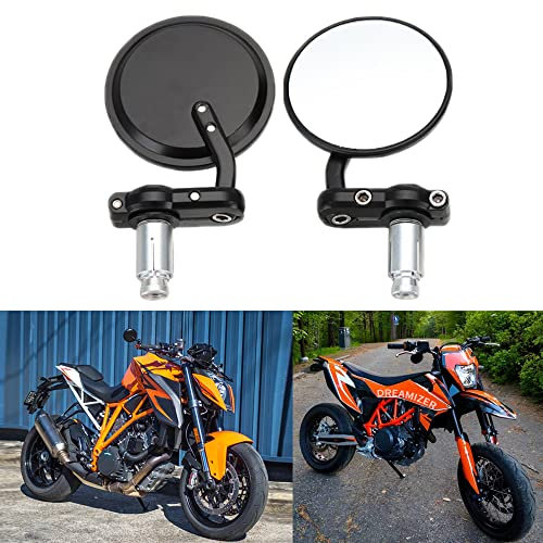 DREAMIZER Runden Motorrad 7/8 22mm Lenkerendenspiegel, Motorrad Rückspiegel für Street Sport Bikes Cruiser