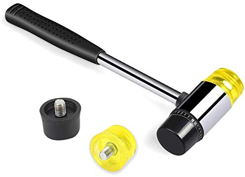 Cettkowns Martillo de goma de doble cara de 25 mm con puntas blandas/duras y mango de goma antideslizante para manualidades de cuero, joyas, carpintería e instalación de pisos