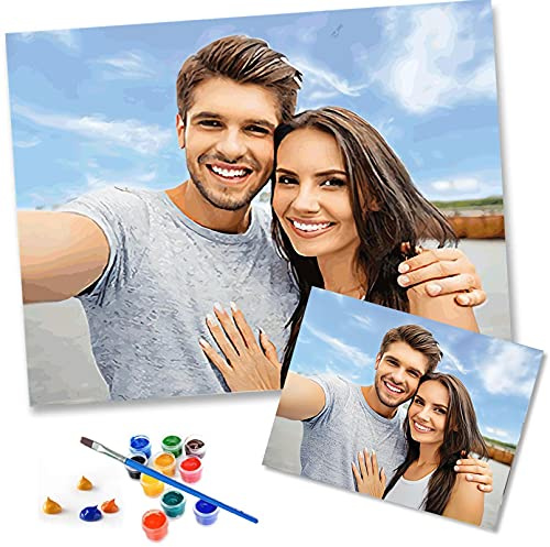 Lehaha Personalizados para Pintar por números Kits para Adultos,kits profesionales de pintura de mascotas y retratos, haga su propia foto con pinturas y pinceles para dibujar，30 x 40cm（Sin Marco）