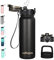 GOPPUS 600ml/20oz Edelstahl Wasserflasche mit Strohhalm Trinkflasche Sport Thermosflasche Auslaufsicher Flasche Water Bottle with Straw Thermoflasche Geeignet BPA-frei Trinkflasche