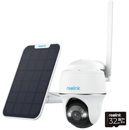 Reolink 3G/4G LTE Überwachungskamera mit SIM-Karte, 5MP 355°/140° PTZ Solar Kamera Outdoor, Farbnachtsicht, Personen/Tiererkennung, Alarmfilterung, Standalone, Go PT Plus+Solarpanel+32GB microSD
