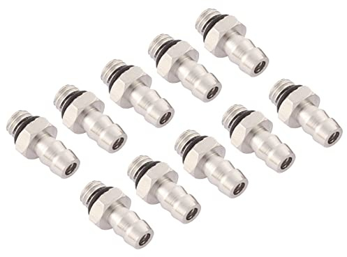 QUARKZMAN M5 yttre gänga rör till 4 mm pneumatisk slang x 10 st. rak mässing mini Barb slangskruvanslutning för luft vatten bränsle pneumatisk slang, silver