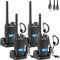 JUCJET EP31 Walkie-Talkie (4 Stück), IP54 wasserdichte Walkie-Talkies, PMR446-Walkie-Talkie mit NOAA-Scan, Empfang, 2-in-1-TYP-C-Ladekabel, mit USB-Ladestation, original Kopfhörer. (Schwarz)