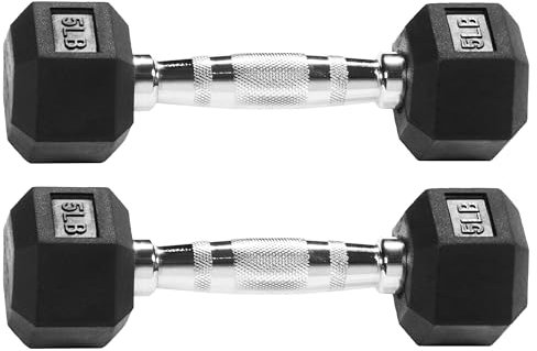 Fitvids Gummi-ummantelte Übungs- und Fitness-Hantel, Handgewichte mit rutschfestem Metallgriff für Zuhause, Fitnessstudio, mehrere Größen