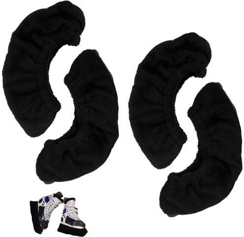 PEUTIER 4 Stück Schlittschuh Kufenschutz, Schwarz Hockey Schlittschuhe Kufenschoner Elastisch Eislaufen Kufenschutz für Männer Frauen Jungen Mädchen (Größe S)