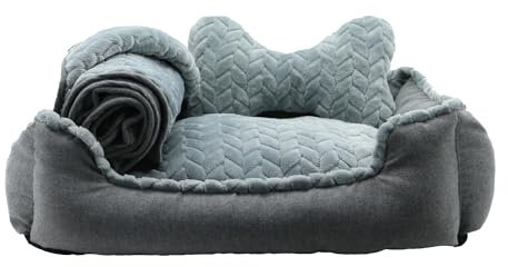 Ancol Made From Dog Bed Set in Grey - Comfortable Indoors Snuggle Pad with Padded Sides - Cosy Puppy Mat Sleeping Place - 60 x 50cm