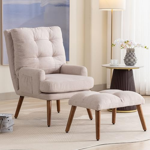 Dalred Sillón reclinable con reposapiés, respaldo ajustable en 10 niveles, silla con estante lateral, WF318713WAA