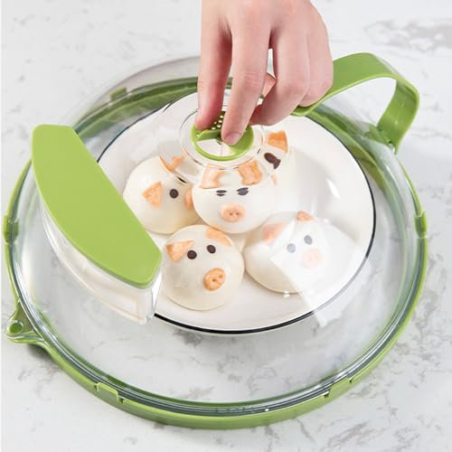 Microwave Cover, Transparent Food Anti Sputtering Cover with 200℃ Temperature Resistant, Anti Scalding Handle, Water Injection Diversion, Food Heating Lid (Water Injection