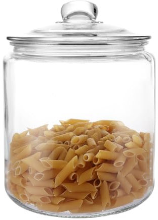 ASelected Glass Storage Jars 4L Cookie Jar With Lid Clear Glass Dry Food Storage Jar For Pasta Flour Cereal Candy Coffee Beans