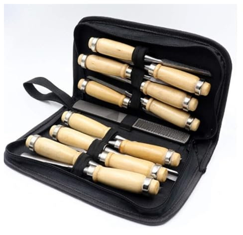 Meißel Schnitzwerkzeug-Set, Handschnitzmeißel mit Feile, Holzskulptur, Werkzeug for Gravieren auf Holzschnitzerei, DIY-Holzhandwerk (14-teilig) Schnitzmeissel