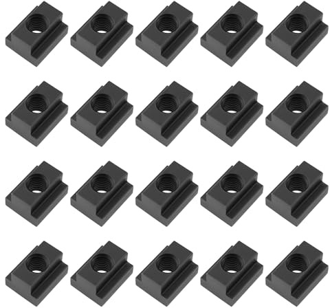 The Lord of the Tools 20Pcs Black Medium Carbon Steel M8 T Slot Nut Milling Machine Nut for Mounting On T Slot Rails Machine T Slot Beds Or As an Accessory in Many Vehicles