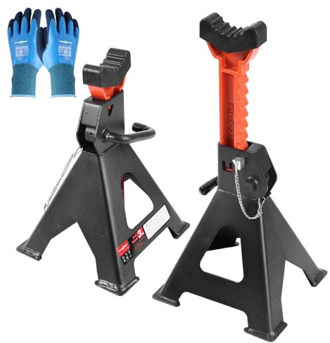 2 cavalletti di sostegno per sollevamento pesanti, 3 tonnellate, supporto per auto, roulotte, rimorchi, attrezzi di sollevamento in gomma antiscivolo