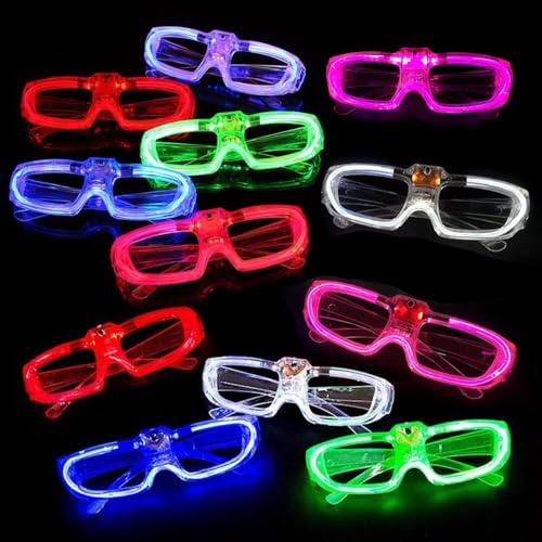Gafas LED 10 Piezas Gafas Luminosas para Fiestas 7 Formas Gafas con Luces Led para Halloween, Cumpleaños, Raves, Navidad, Regalos