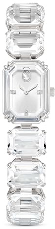 Swarovski Uhr, Weiße, Analoge Armbanduhr mit Armband im Oktagon-Schliff, Edelstahl-Finish und Edler Kristall-Lünette, Armbandlänge: 12.5-19 cm, Armbandbreite: 1.4 cm
