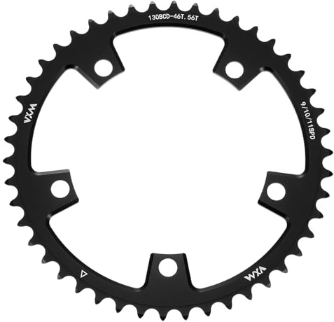 sourcing map 130BCD Bike Chainring 46T Round Narrow Wide Single Aluminum Chainring Chainwheel for Road Bike Bicycle 9/10/11 Speed Chains