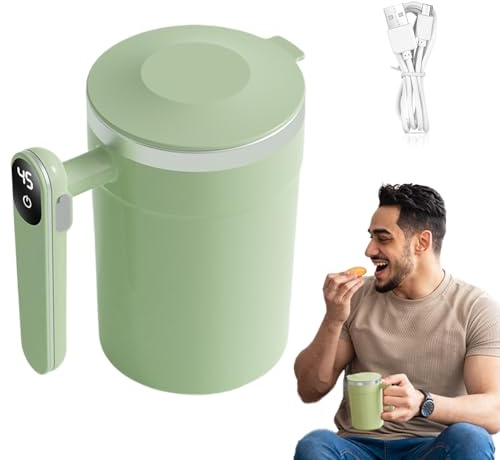 WEITING Tasse à Café Auto-Mélangeante,Mug Automatique Magnétique de 400 ml pour Chocolat Chaud à Auto-Mélange | Tasse à Chocolat Chaud Électrique avec Affichage de Température LCD - Pour Boissons De