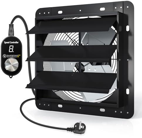 Aygrochy Ventola Aspirazione Industriale 350mm con Regolatore, Ventilatore da Parete con Motore EC 2180 m³/h, Estrattore d'aria per Garage, Cantina, Officina e Cucina