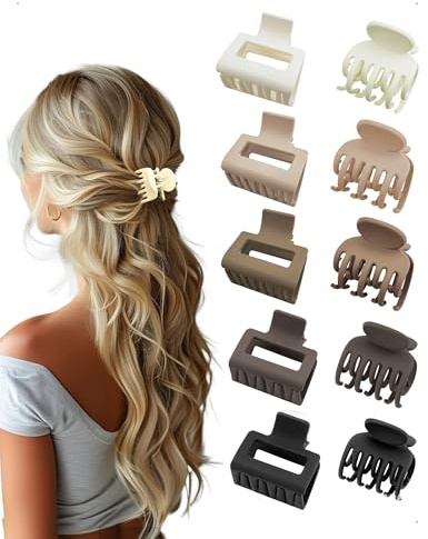 KONFEN 10 piezas 4 cm 2 estilos Cuadrado y doble capa Pequeña pinza para el pelo, pinza para el pelo de mujer Simplicidad francesa Mate Mini Antideslizante Accesorio banana Accesorios