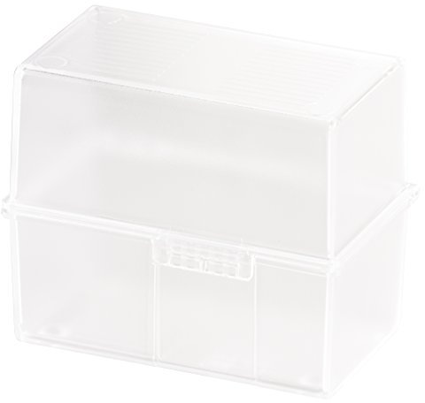 HAN Karteibox DIN A7 quer – innovatives, attraktives Design für 300 Karteikarten mit Stahlscharnier und Schnappverschluss, transluzent-klar, 977-63, 1 STÜCK
