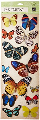K&Company Natural Butterflies Adhesive Chipboard