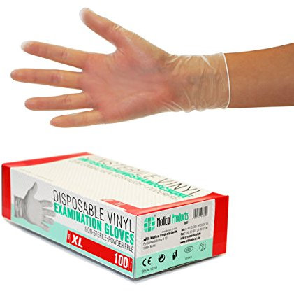 Guanti in vinile 1000 pezzi 10 scatole (XL, Transparente), guanti usa e getta, senza polvere e lattice, per la pulizia della cucina, non sterile