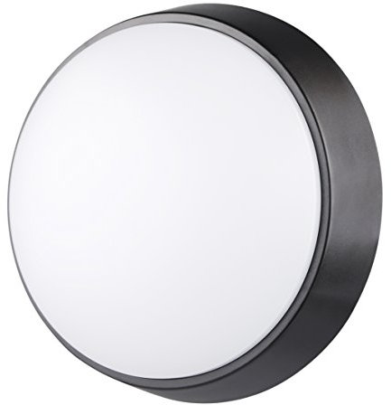 Luceco LED Eco Außenleuchte Rund, Außenlampe 10 Watt, Wandleuchte IP54 Wasserfest, Schwarz und Weiß Dekorring, EBER10S40-01