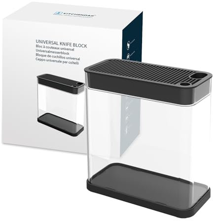 KITCHENDAO Universal Knife Block with Slots for Scissors and Sharpening Rod - Knife Holder For Safe, Space Saver Knives Storage-Detachable for Easy Cleaning - Unique Slot Design to Protect Blades