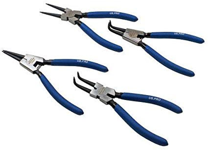 US PRO Tools 4 Piece 7 Circlip Pliers Set - Internal External Bent & Straight 2256