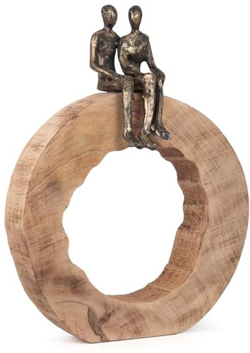 Moritz Skulptur Be Together I 39 x 28 x 7 cm I schwarz-Gold I Dekoration Holz Metall zum Hinstellen I Dekoartikel aus Holz I Wohndeko modern I Dekoration I Schreibtisch Deko I Deko Skulpturen