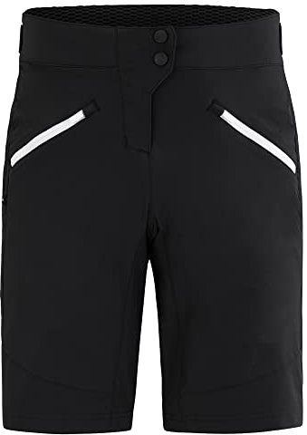 Ziener Damen Nasita X-function Fahrrad Shorts Rad Hose mit Innenhose Mountainbike Outdoor Freizeit atmungsaktiv schnelltrocknen, Black.white, 44 EU