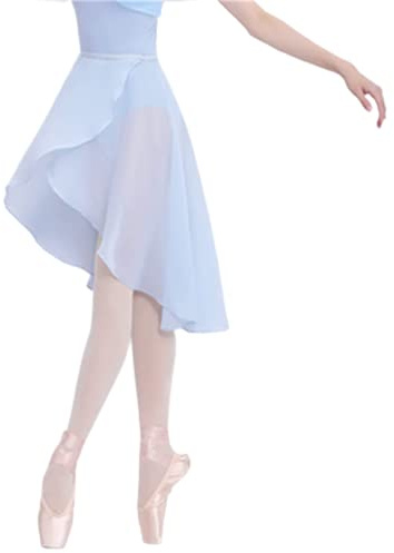 CSSOL Falda De Tul De Baile para Mujer Ropa De Práctica De Baile Sexy Falda De Gasa De Abrigo Largo Vestido De Patinaje De Baile De Ballet Hebillas Ajustables Falda De Yoga Ropa De Baile,Azul,M
