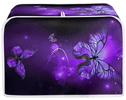 Talayituse Purple Butterfly Print Toaster Cover - 2 Slice Wide Slot, Lightweight Dust Protection, Washable Appliance Bag