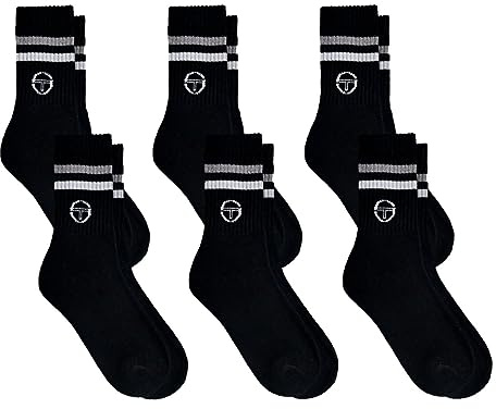Sergio Tacchini Calzini da Uomo Tennis Pacco da 6 paia Nero 39/42