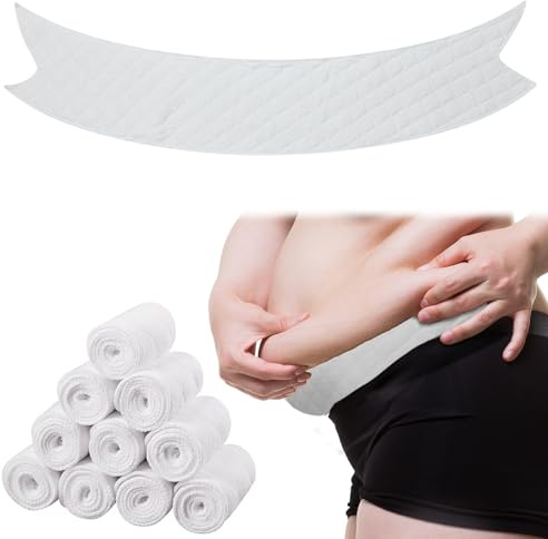 Wesnoy 10 Pcs Tummy Liners for Sweat Rash Cotton Under Belly Sweat Liners Under Belly Absorber Pads Band for Skin Rash(White,XXL)