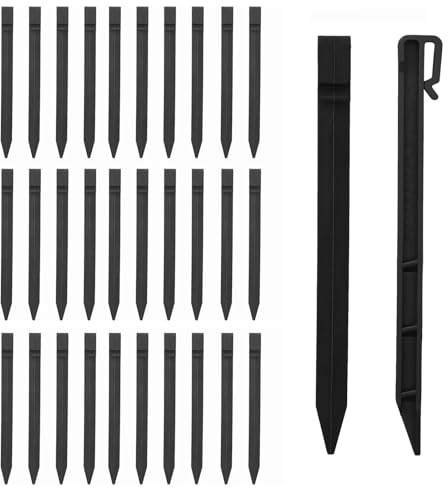 30 st landskapskantande fästen, 24,7 cm kraftiga utomhus kanter, ankare spikar, för kantning av terrassbräda och trädgårdstält (svart, 30)