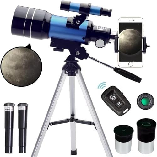 Teleskope für Erwachsene Astronomie, 70/300 Refraktor Teleskop für Kinder, mit Aluminium Stativ Smartphone Adapter und Mondfilter-1