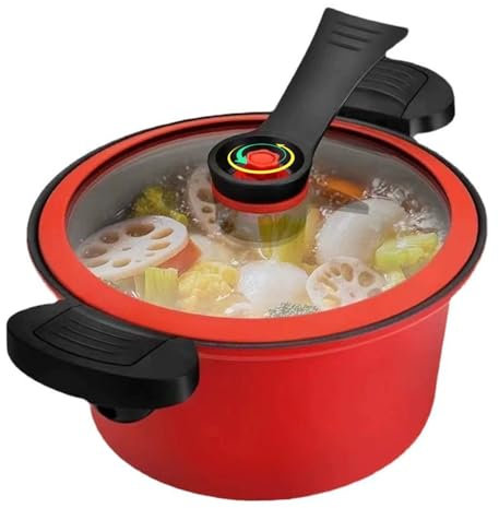 Mini-Schnellkochtopf, 3, 5 l schneller Heizdrucktopf mit Schlossgriffen, Nicht-Stick-Stockpot mit Through-Deckel für Gas, Induktion, elektrische Herde, Topf, Mini-Kocher
