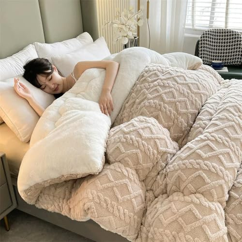 Edredón súper grueso y cálido, manta de poliéster de invierno para cama, manta acolchada con peso extra acogedora para máxima comodidad y calidez