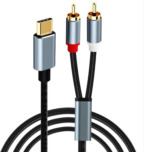 Unicavu Câble 2 RCA USB C, Adaptateur Audio Auxiliaire Stéréo Cable Jack