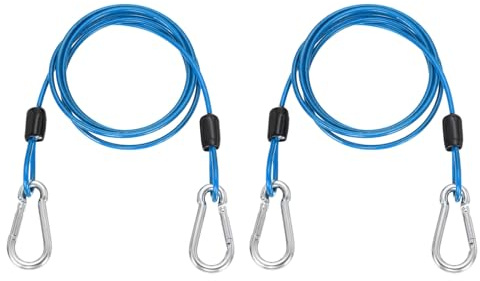 PATIKIL 1 m säkerhetsstålkabel med snäppkrok, 2 st PVC-belagd flexibel dubbelögla, vajer, cykel, kabellås, säkerhetskedja för utomhusresor, bagage, klarblå